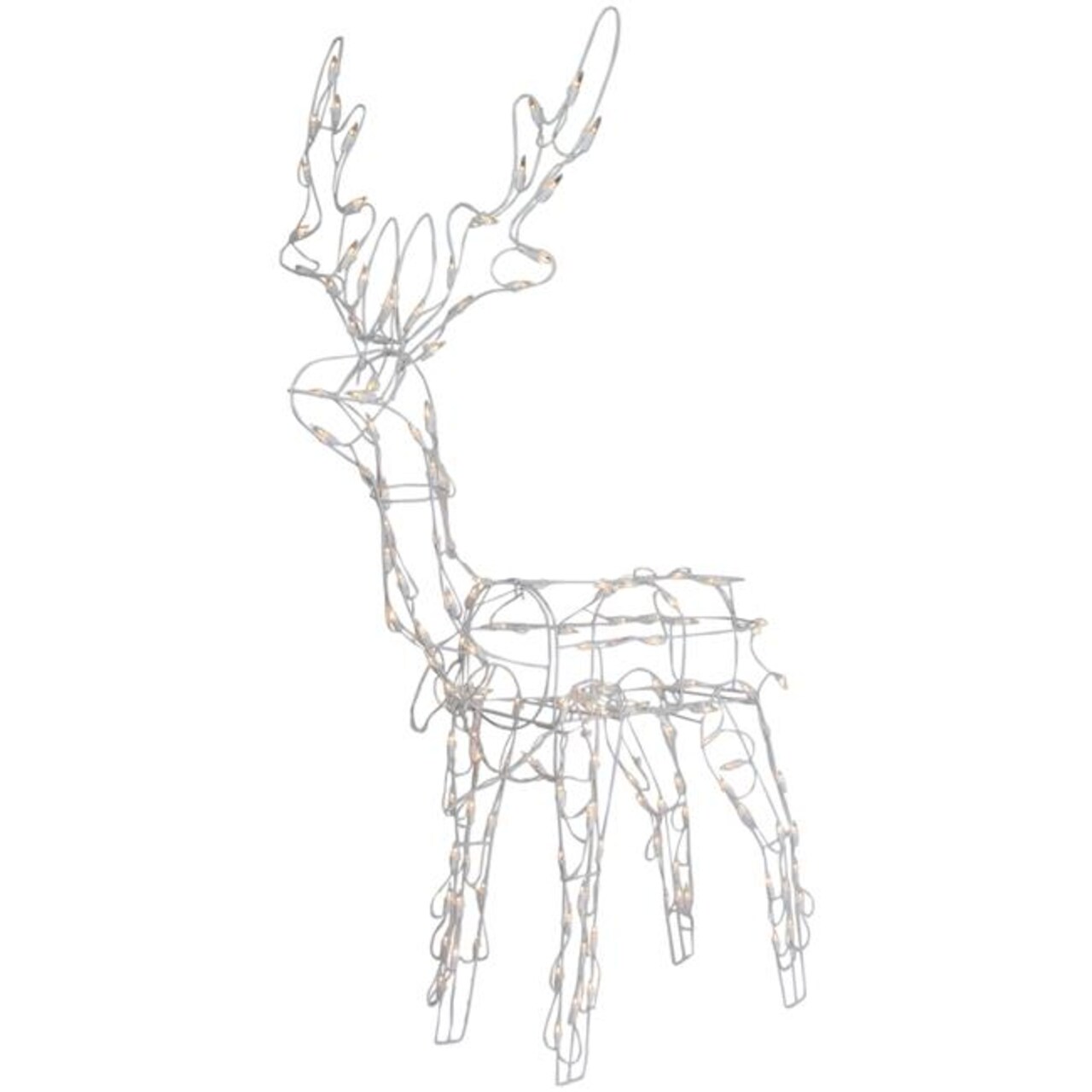 Northlight 34305165 48 in. Lighted Standing Reindeer Outdoor Christmas Decoration, Clear &#x26; White